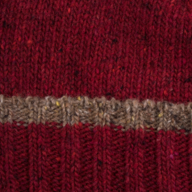 Bonnet unisexe en laine - Rouge amarante & Blanc Grive | Doré Doré