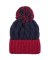 Bonnet en laine torsadée et pompon - Bleu et rouge