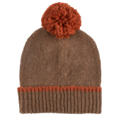 Bonnet à pompon en laine polaire - Marron et orange | Doré Doré