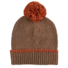 Bonnet à pompon en laine polaire - Marron et orange | Doré Doré