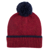 Bonnet à pompon en laine polaire - Rouge foncé et bleu