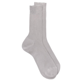 Chaussettes côtelées pour hommes en fil d'Ecosse 100% uni - Gris Métal | Doré Doré