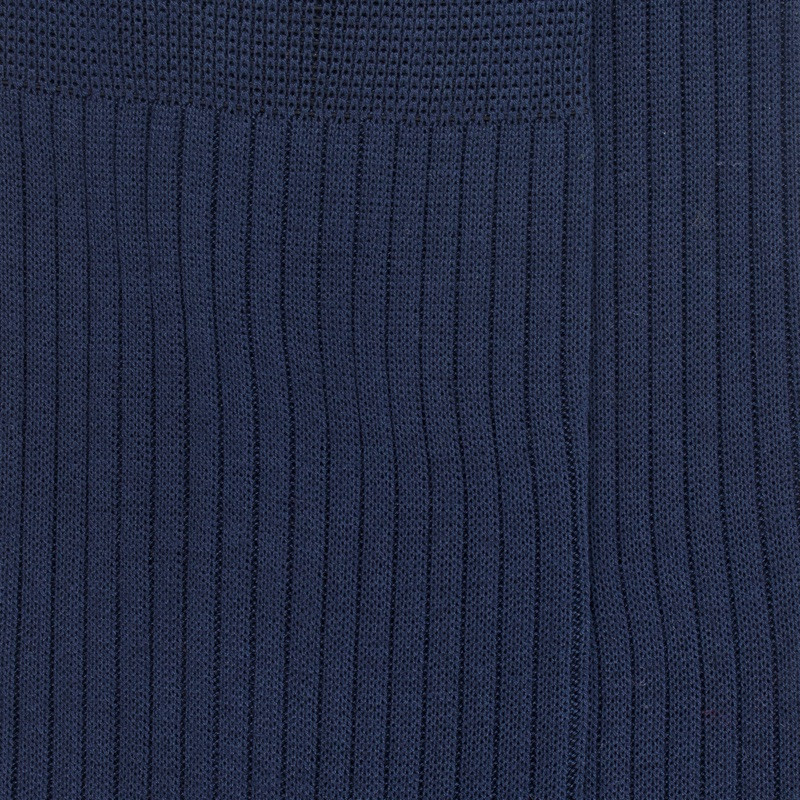 Chaussettes Homme côtelées en pur fil d'Ecosse - Bleu marine | Doré Doré