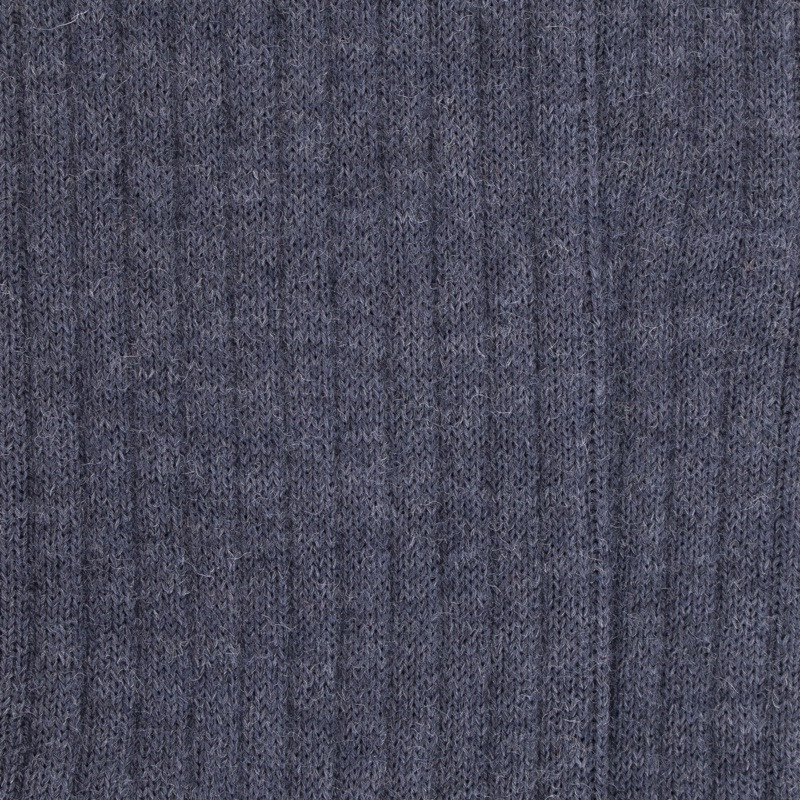 Chaussettes homme en laine mérinos côtelées - Bleu Jean