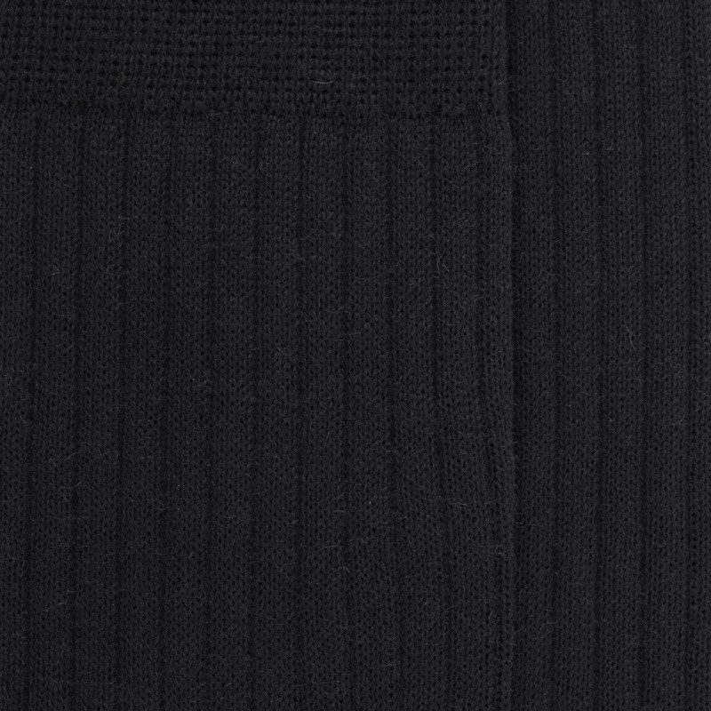Chaussettes homme côtelées en laine mérinos renforcée - Noir | Doré Doré
