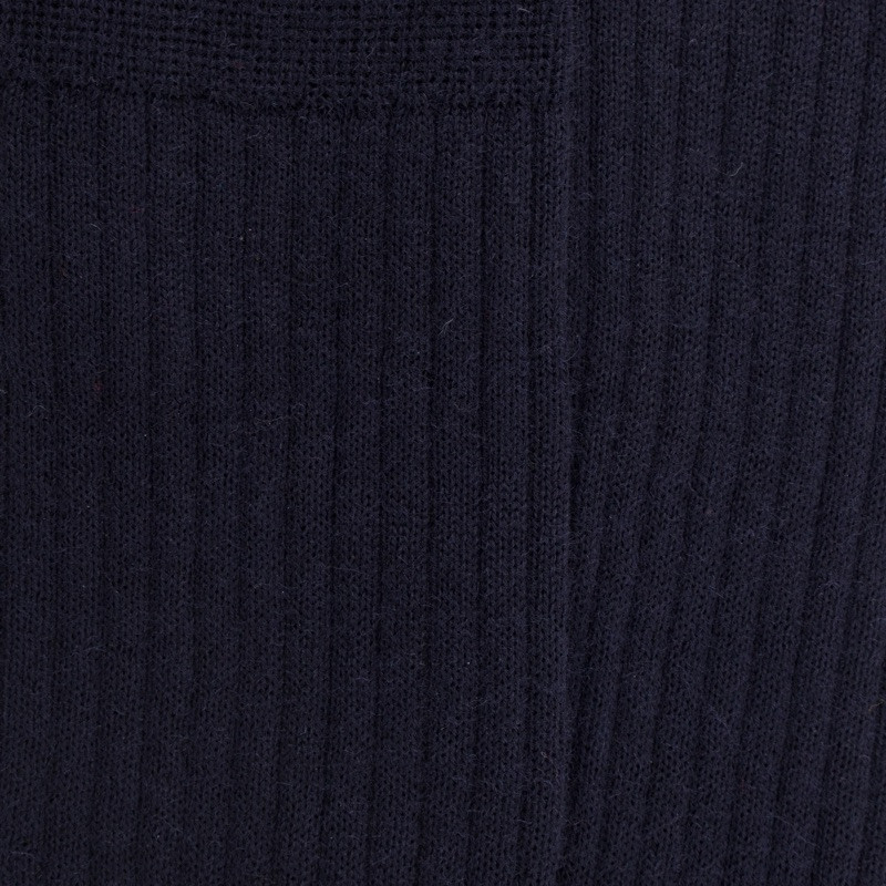 Chaussettes homme en 100% laine fine mérinos côtelées - Bleu foncé | Doré Doré