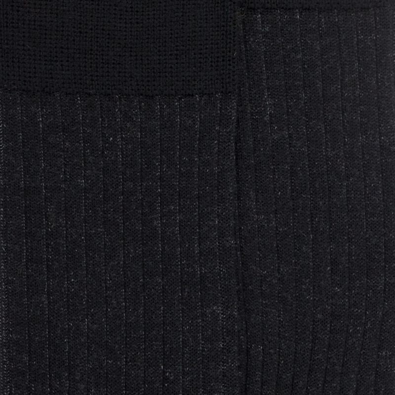 Chaussettes côtelé bicolores homme en laine et coton doux - Noir | Doré Doré