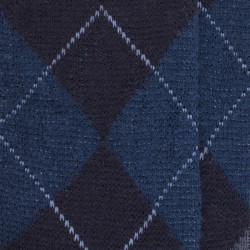 Chaussettes homme en laine mérinos à motif à losanges  - Bleu marine | Doré Doré