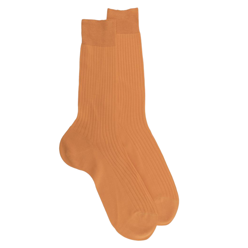 Chaussettes homme luxe en pur fil d'écosse extra fin - Orange | Doré Doré