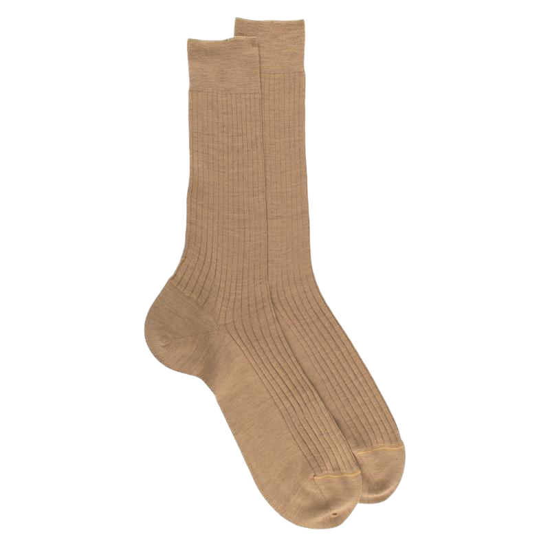 Chaussettes Homme luxe en laine mérinos extra fine - Camel | Doré Doré