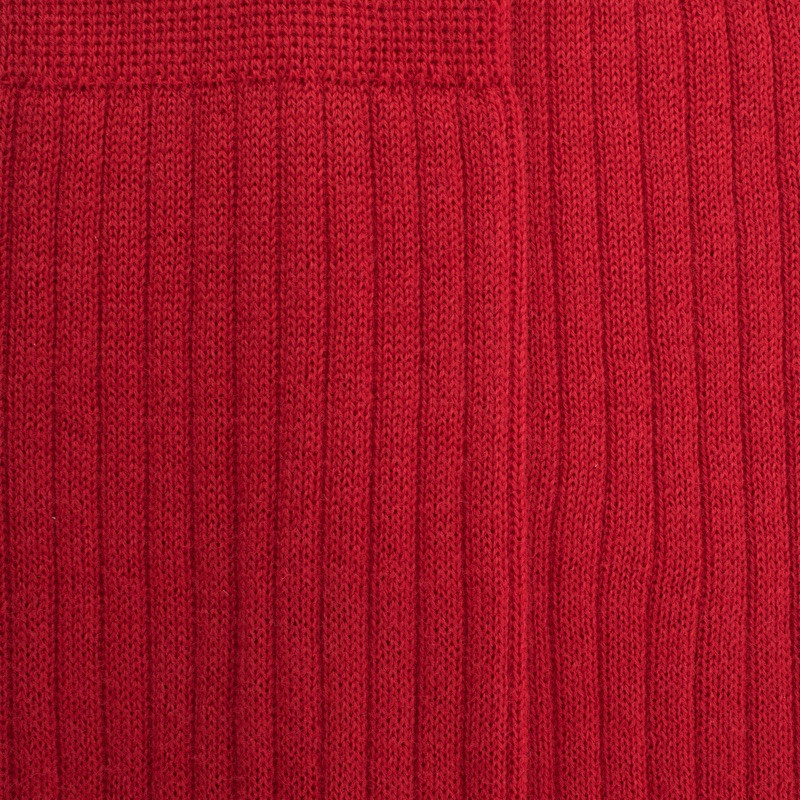 Mi-bas homme côtelés en laine mérinos - Rouge Ponceau | Doré Doré