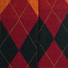 Mi-bas homme en laine mérinos et motifs jacquard - Rouge pommard & Fer | Doré Doré