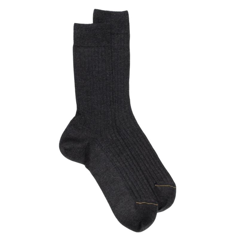 Chaussettes Homme luxe en cachemire et soie - Gris anthracite | Doré Doré