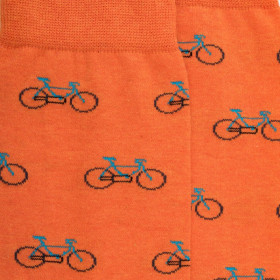 Chaussettes homme en coton à motifs vélos - Oranger & Bleu ciel | Doré Doré