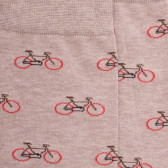 Chaussettes homme en coton à motifs vélos - Beige Sahara & Rouge Ponceau | Doré Doré