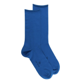 Chaussettes homme en coton égyptien avec bord roulé - Bleu | Doré Doré