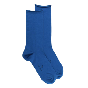 Chaussettes homme en coton égyptien avec bord roulé - Bleu | Doré Doré