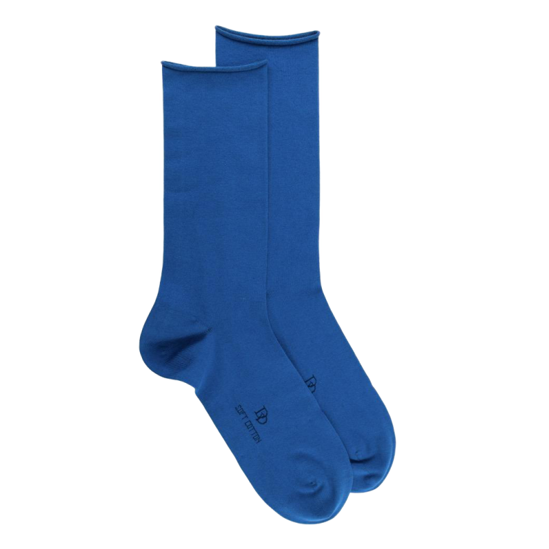 Chaussettes homme en coton égyptien avec bord roulé - Bleu | Doré Doré