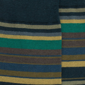 Chaussettes fantaisie en laine à motifs rayures - Vert thym | Doré Doré