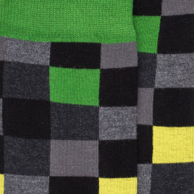 Chaussettes fantaisie échiquier en coton égyptien - Carreaux multicolores noir et vert | Doré Doré