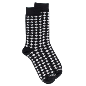 Chaussettes hommes en coton à motifs géométriques - Noir et blanc | Doré Doré