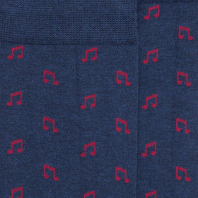 Chaussettes homme en coton avec notes de musique - Bleu marine | Doré Doré