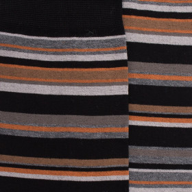Chaussettes homme à rayures en fil d'Écosse - Noir & Gris Métal | Doré Doré