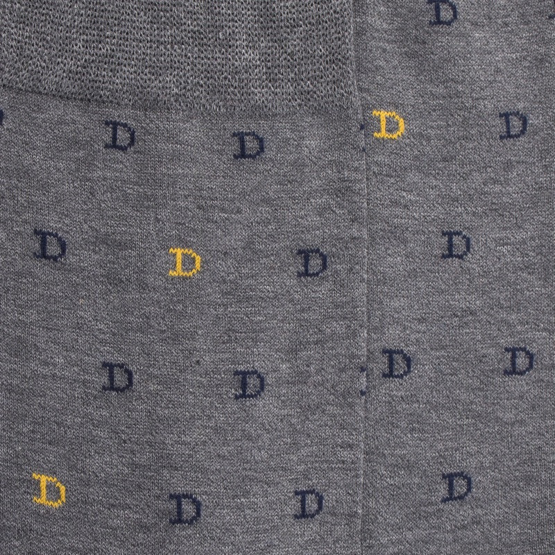 Chaussettes Homme pur fil d'écosse motif DD - Gris | Doré Doré