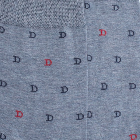 Chaussettes Homme pur fil d'écosse motif DD - Bleu clair | Doré Doré
