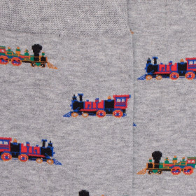 Chaussettes en coton motif petits trains - Gris | Doré Doré