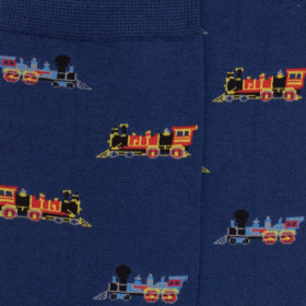 Chaussettes en coton motif petits trains - Bleu | Doré Doré