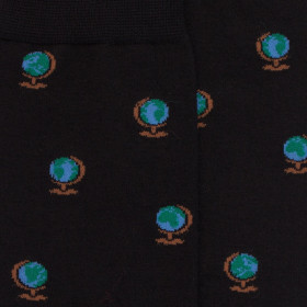 Chaussettes en coton petits globes - Noir | Doré Doré