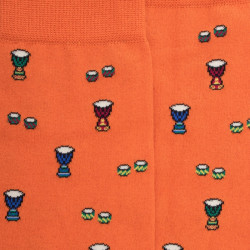 Chaussettes homme en coton à motifs tambours - Abricot | Doré Doré