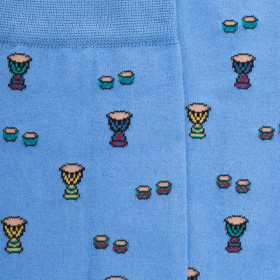 Chaussettes homme en coton à motifs tambours - Bleu Myosotis | Doré Doré