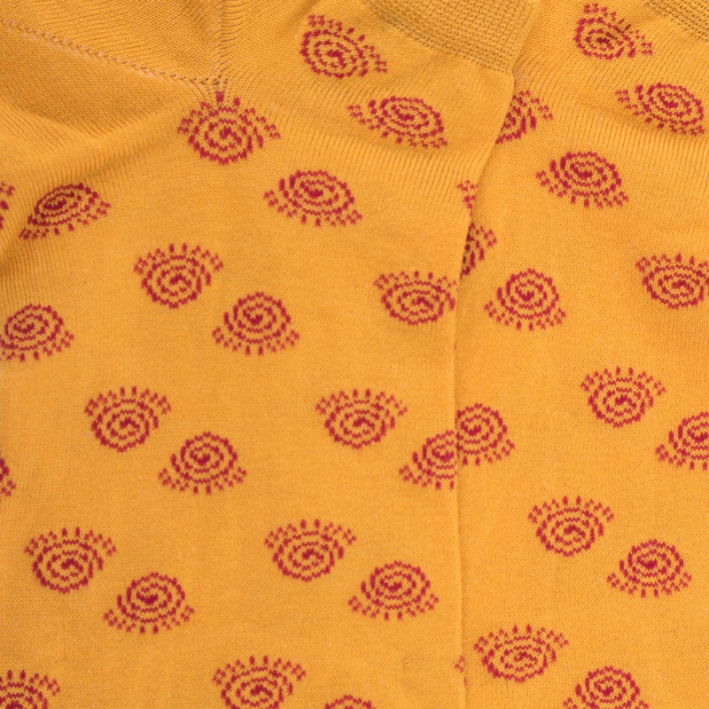 Socquettes homme en coton à motifs soleils tribaux - Jaune Pissenlit | Doré Doré