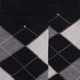 Chaussettes homme en coton à motifs intarsia - Noir | Doré Doré