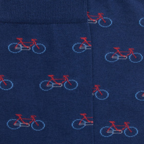 Chaussettes homme en coton à motifs vélos - Bleu Voilier & Bleu Drapeau | Doré Doré