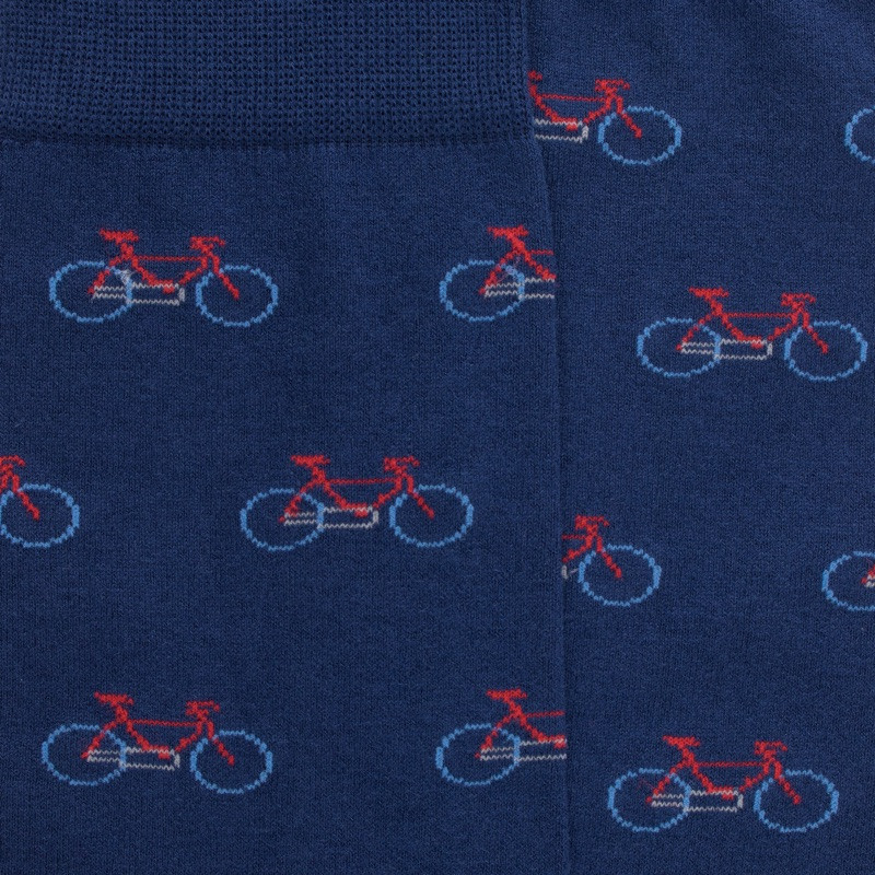 Chaussettes homme en coton à motifs vélos - Bleu Voilier & Bleu Drapeau | Doré Doré