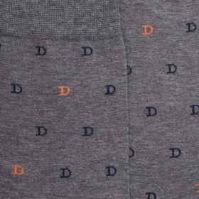 Chaussettes homme en fil d'Écosse à motifs DD - Gris Bourrasque & Abricot | Doré Doré