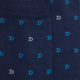 Chaussettes Homme pur fil d'écosse motif DD - Bleu | Doré Doré