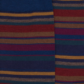 Chaussettes rayures fines multicolores en laine mérinos - Bleu | Doré Doré