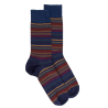 Chaussettes rayures fines multicolores en laine mérinos - Bleu | Doré Doré