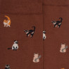 Chaussettes homme en coton à motif chats - Marron cacao | Doré Doré