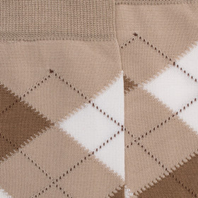 Chaussettes homme en coton à motifs intarsia - Beige Grège | Doré Doré