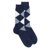 Chaussettes homme en coton à motifs intarsia - Bleu Matelot | Doré Doré