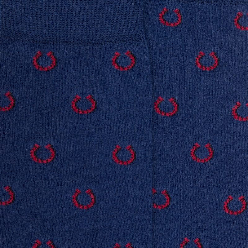 Chaussettes homme en coton à motif fer à cheval - Bleu Voilier | Doré Doré