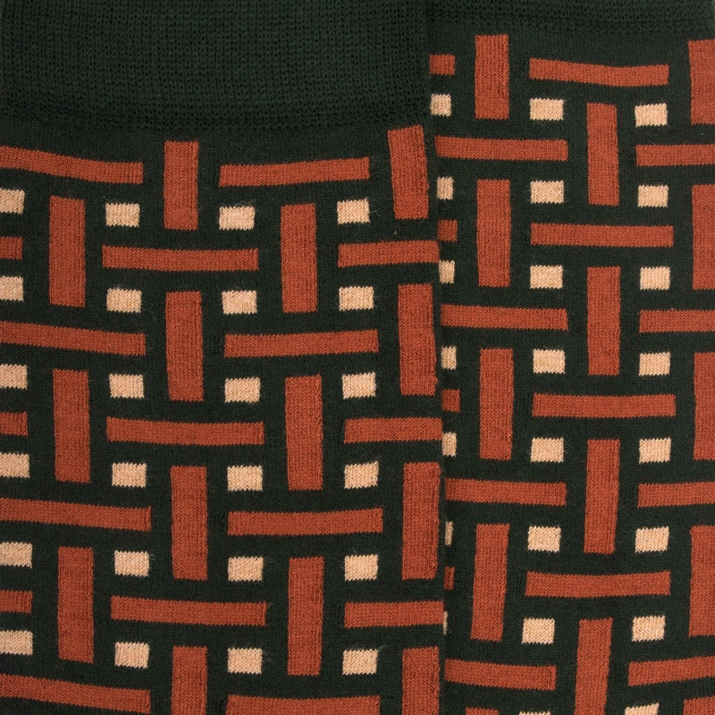 Chaussettes homme en coton à motif géométrique - Vert thym | Doré Doré