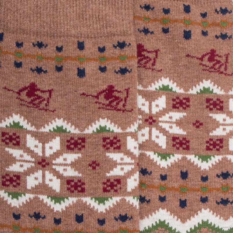 Chaussettes homme en coton à motif de Noël - Marron Caille | Doré Doré