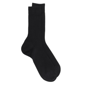 Lot de 7 chaussettes Homme côtelées en pur fil d'écosse - Noir | Doré Doré