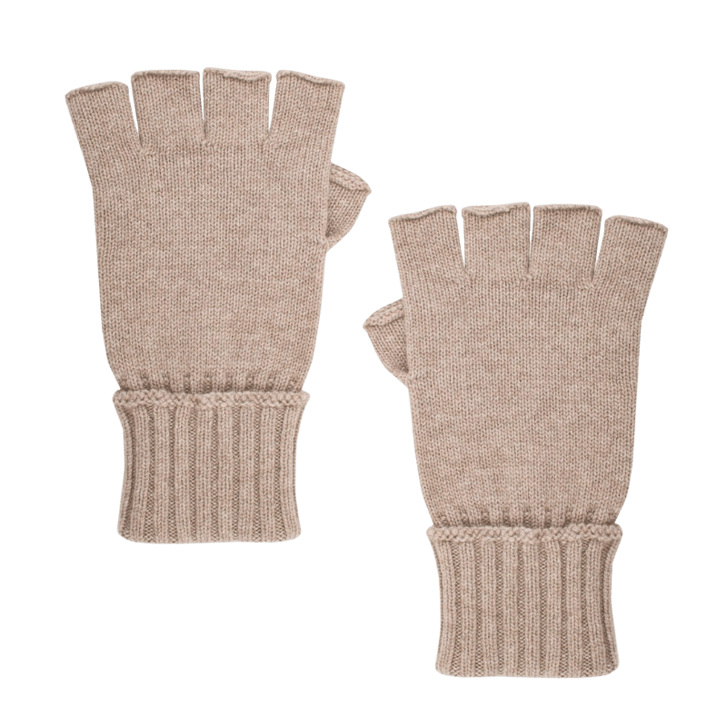 Gants sans doigt (mitaine) en laine et cachemire - Beige chrysalide | Doré Doré